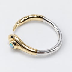 Opal Black Diamond Snake Ring 14K Gold Sterling Silver Serpent J Dauphin