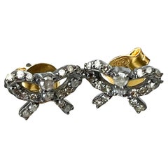 White Diamond Bow Earring Antiqued Plating Silver J Dauphin