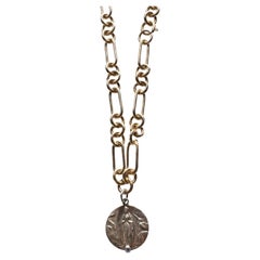 Virgin Mary Necklace Tanzanite Medal Choker Catholic Chain Gold Plated J Dauphin