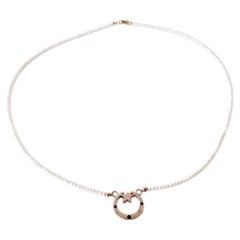 Pearl Choker Necklace Crescent Moon Celestial Ruby White Diamond 14k Gold Plate