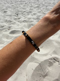 Bracciale con tanzanite Smalto nero placcato oro Stella a otto punte