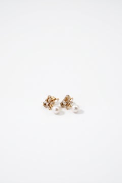 Diamond Bow Pearl Drop Earrings Freshwater Pearls  J DAUPHIN