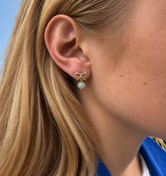 Aquamarine Dangle Earrings White Diamond Bow Stud Earrings J Dauphin