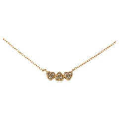 White Diamond Heart Gold Choker Necklace Gold