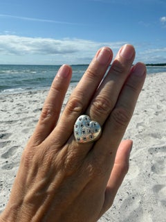 Black Diamond Cocktail Ring Silver Heart J Dauphin