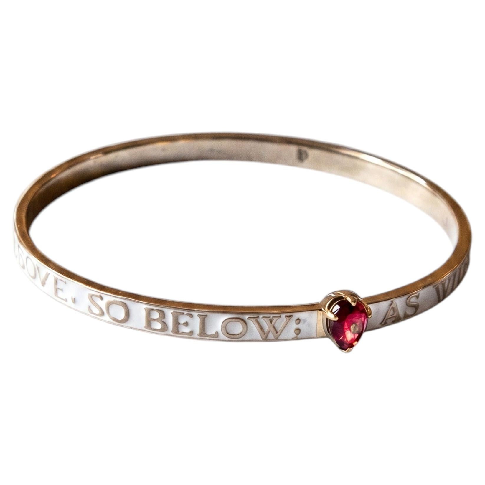 White Enamel Bangle Garnet Diamond Bracelet Spiritual Jewelry J Dauphin