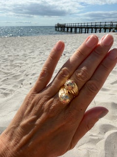 Toi et Moi Ring Gold Bypass Ruby Diamond Stars Sphere Statement Celestial