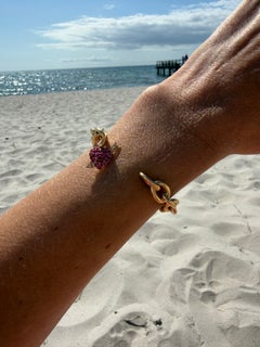 Heart Bracelet Ruby Charm Bracelet Gold Chain White Diamond Cupid