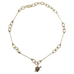 Cupid Heart Necklace Black Diamond Charm Choker Chain Link Gold White Diamond