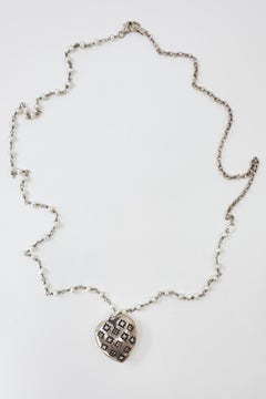 Sterling Silver Pearl Rosary Chain Heart Pendant Necklace White Diamond Stars