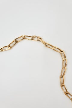 Gold Curb Chain Necklace 24 Inch Chunky Link Gold Plated Silver