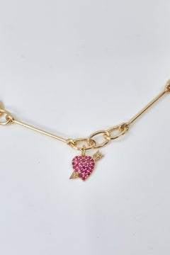 Ruby Heart Necklace Diamond Arrow Gold Chain  J DAUPHIN