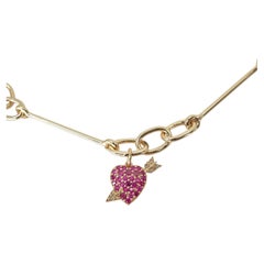 Ruby Heart Necklace Diamond Arrow Gold Chain  J DAUPHIN