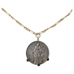 Medal Necklace Virgin Mary Black Diamond Sterling Silver J Dauphin