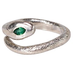 Emerald Snake Ring Silver Marquise Ruby Eyes J DAUPHIN