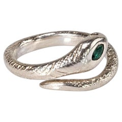 Emerald Snake Ring Silver Marquise Ruby Eyes J DAUPHIN