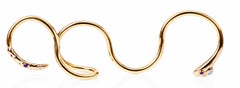 Four Finger Snake Ring 14k Gold Natural Opal Ruby Serpent Ring