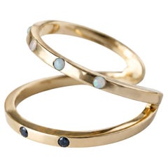 Double Band Ring Opal Black Diamond 14K Gold J Dauphin J Dauphin