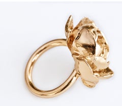 Rose Ring Victorian Style Cocktail Ring 14k Gold Plated Brass