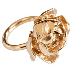 Rose Ring Victorian Style Cocktail Ring 14k Gold Plated Brass