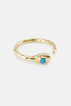 White Diamond Gold Snake Ring