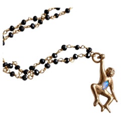 Opal Diamond Monkey Necklace Rosario Chain Onyx