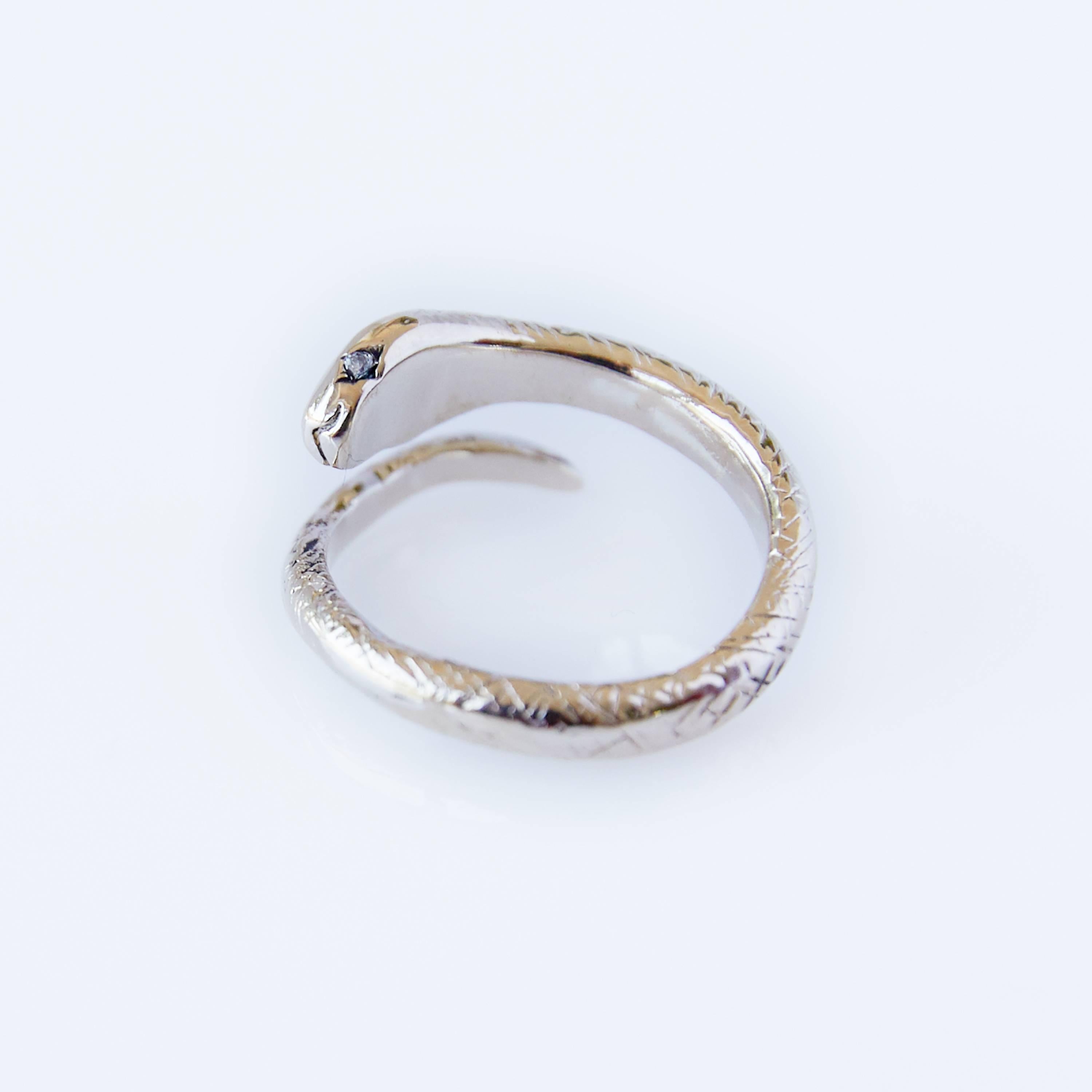 Round Cut Sapphire Snake Ring Bronze Fashion Cocktail Ring Adjustable J Dauphin