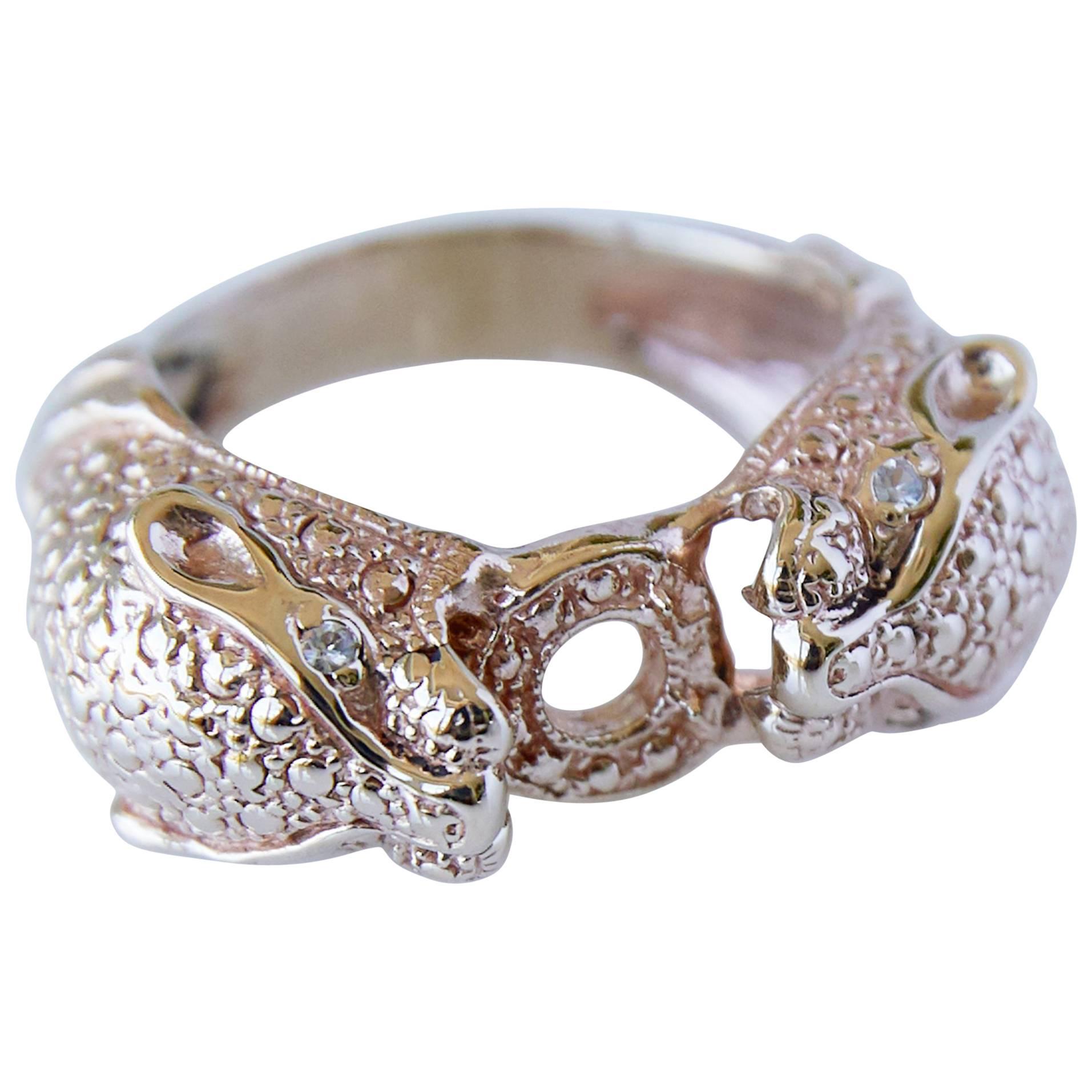 White Diamond Jaguar Head Ring