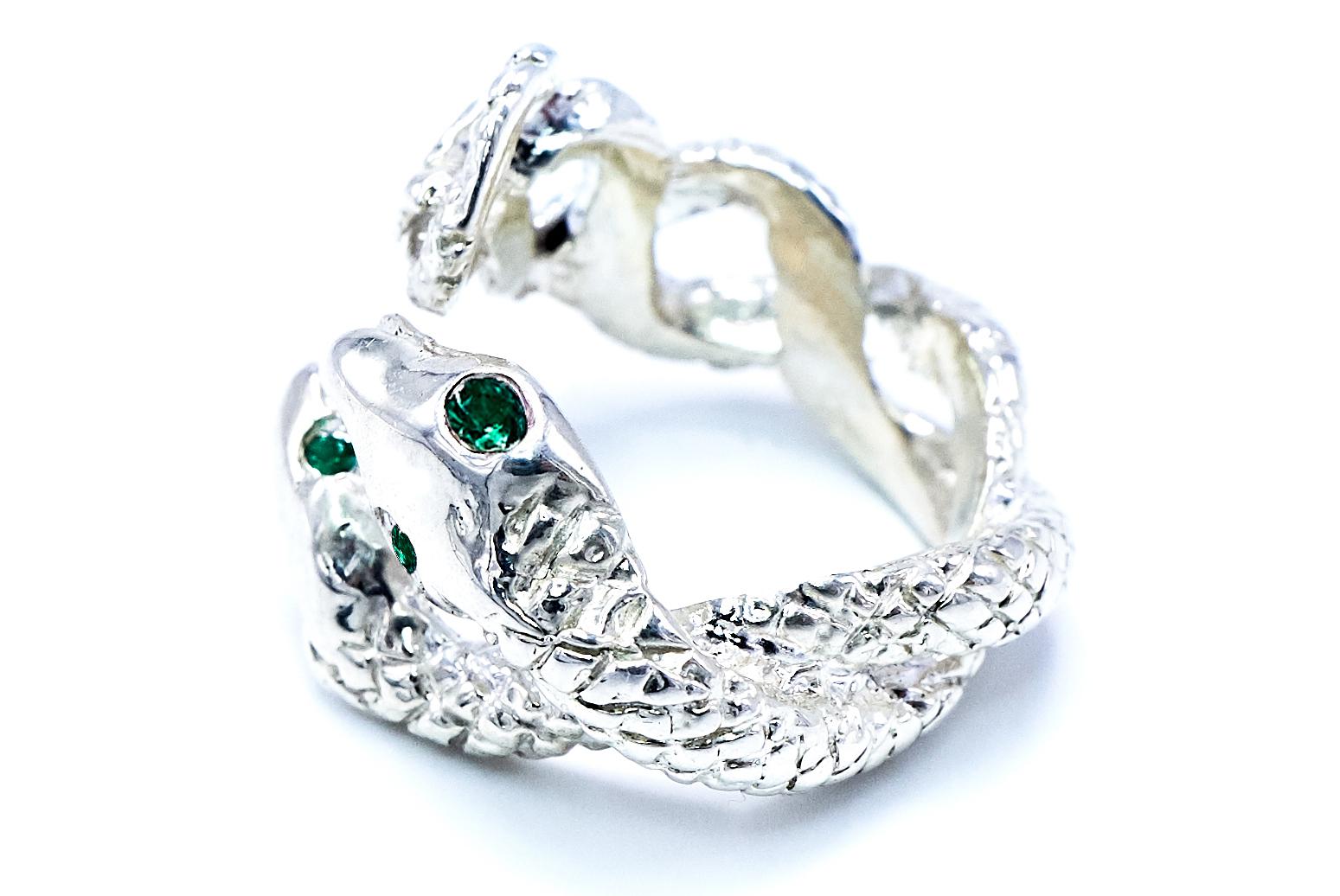 4 pcs Emerald Cocktail Ring Snake Sterling Silver J Dauphin

J DAUPHIN 