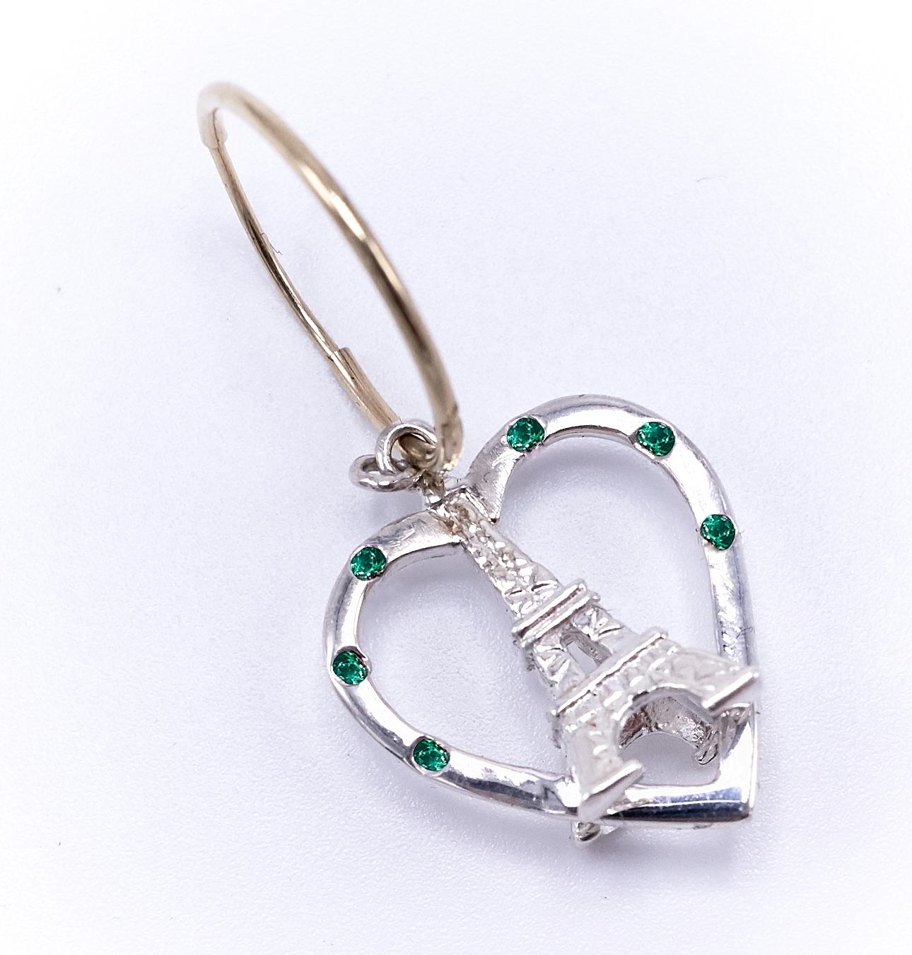 Heart Emerald Earring  Silver Gold  Eiffel Tower J Dauphin

J DAUPHIN 