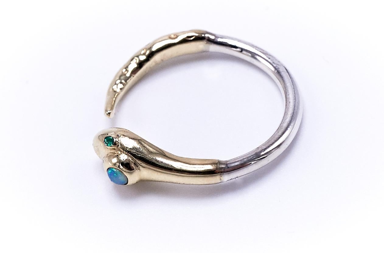 Snake Ring 14 k Gold Emerald Opal Cocktail Ring  Adjustable J Dauphin

J DAUPHIN 