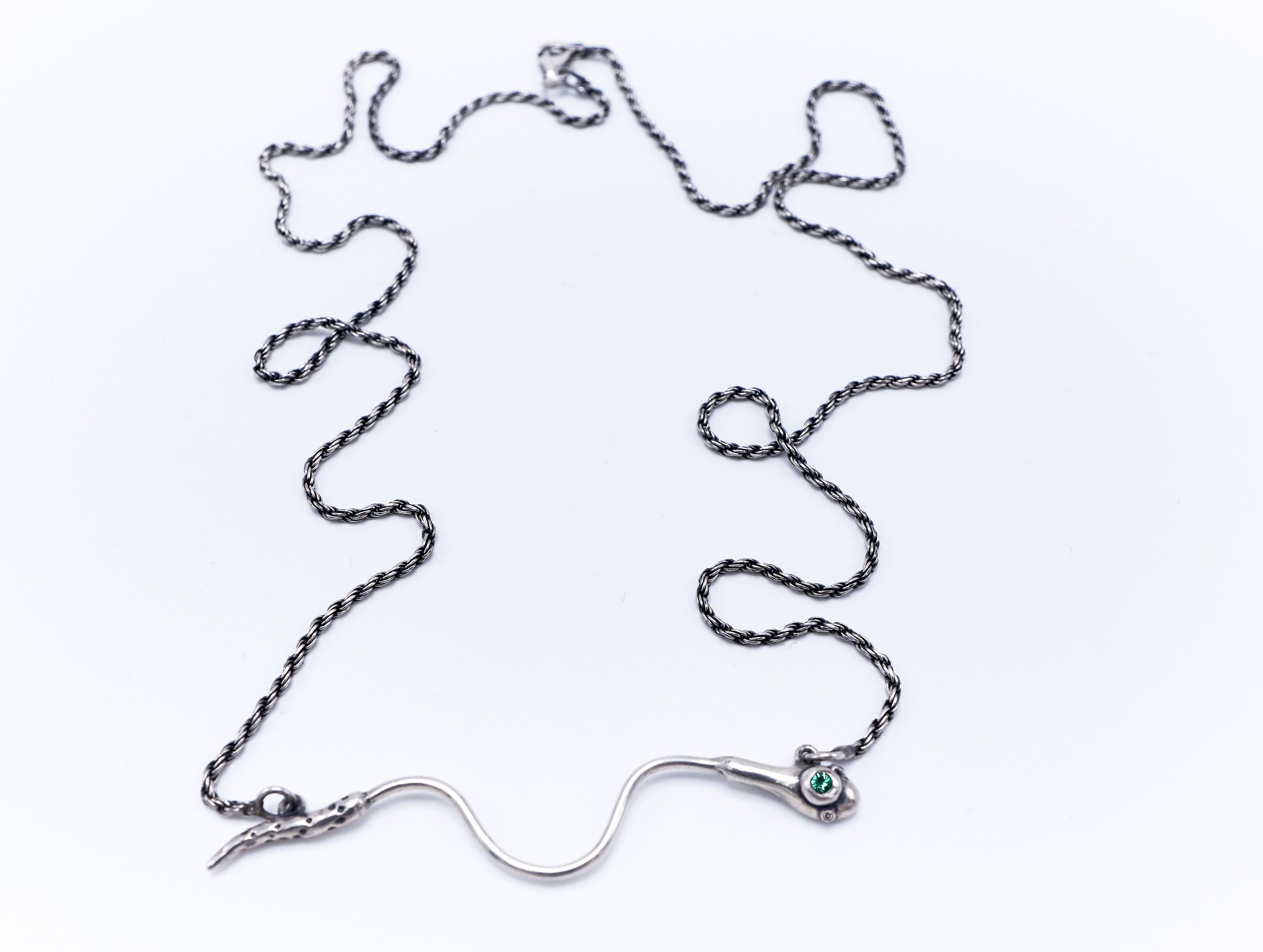 Emerald White Diamond Snake Necklace  Silver J Dauphin

J DAUPHIN Snake Necklace 