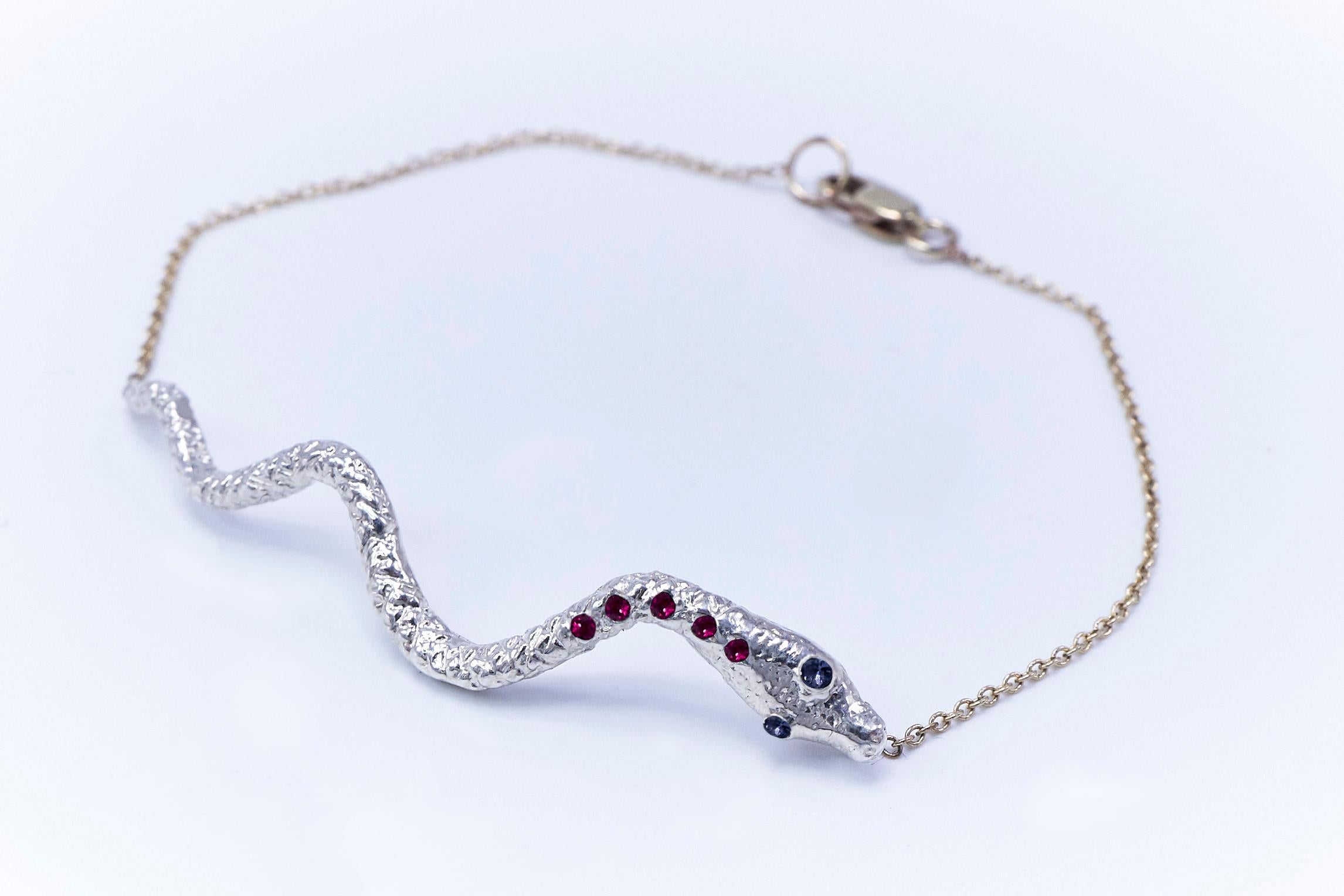  Ruby Tanzanite Snake Gold Silver Chain Bracelet  J Dauphin

J DAUPHIN Bracelet 