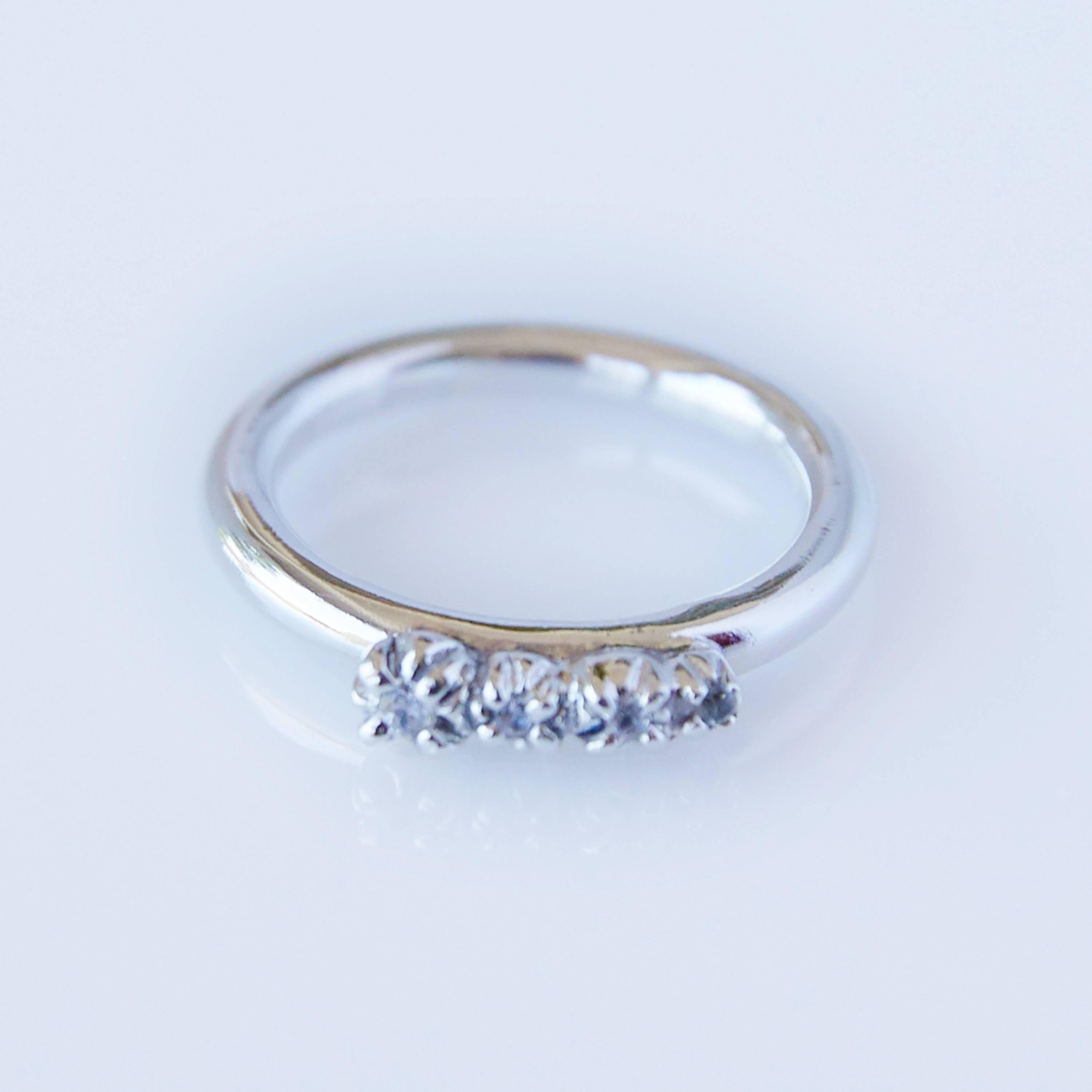 Ringbandring Weißer Diamant Weißgold  Stapelbarer J Dauphin (Zeitgenössisch) im Angebot
