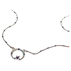 Aquamarine Blue Sapphire Ruby Emerald Crescent Moon Star Necklace Silver Chain