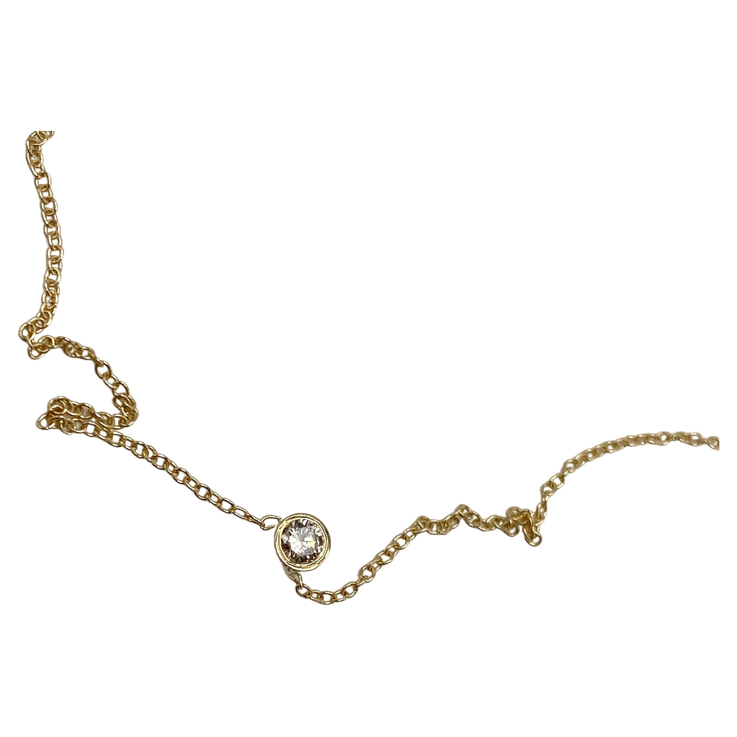 White Diamond Gold Chain Necklace Choker  For Sale