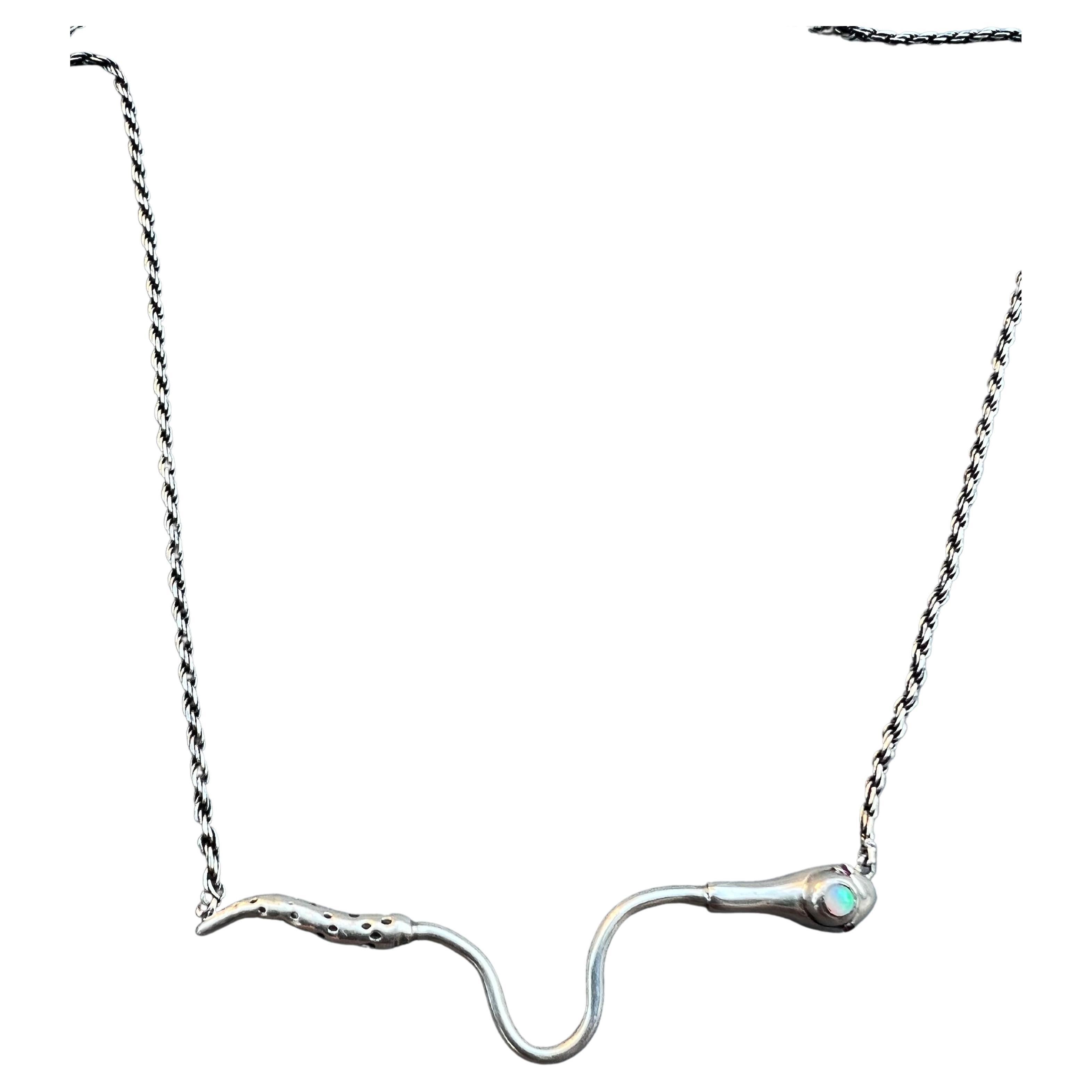 Opal Ruby Snake Necklace Italian Silver Chain J Dauphin For Sale