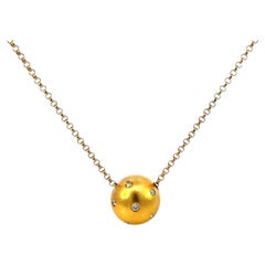 Ball Shaped Diamond Pendant Necklace 18k Yellow Gold