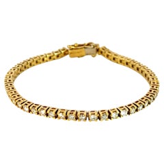 4.43 Carat Round Diamond Tennis Bracelet 18k Yellow Gold