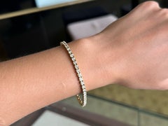 4.43 Carat Round Diamond Tennis Bracelet 18k Yellow Gold