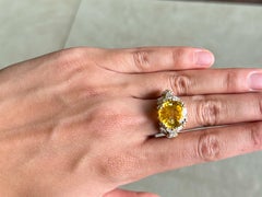 Yellow Ceylon Sapphire Diamond Shoulder Ring 18K Yellow Gold