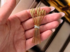 Tiffany & Co. Diamond Wheat Sheaf Brooch 18K Yellow Gold and Platinum