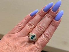 Marquise Color Treated Blue Diamond and White Diamond Halo Ring 18K Yellow Gold