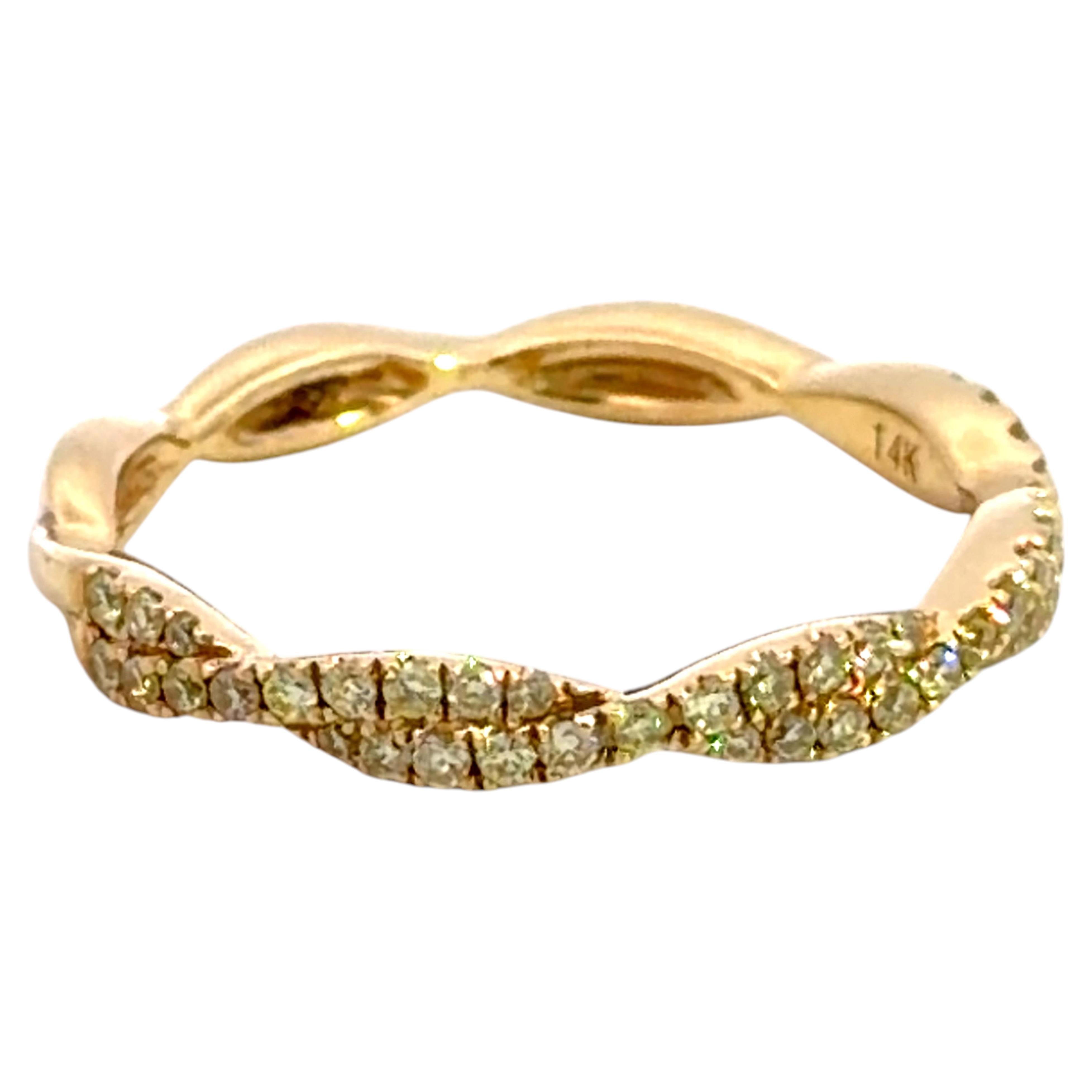 Twisted Fancy Yellow Diamond Band Ring 14k Yellow Gold