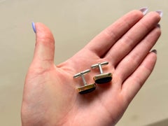 David Yurman Mens Onyx Gold and Silver Cuff Links
