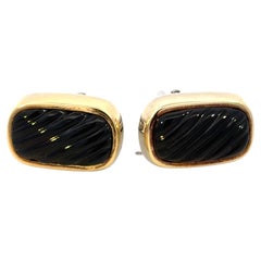 David Yurman Mens Onyx Gold and Silver Cuff Links
