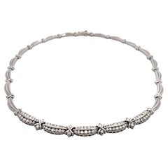 4.50 Carat Diamond Choker Necklace 14K White Gold