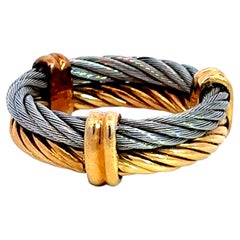 Bague « Cable » de Charriol en or jaune 18 carats et acier inoxydable
