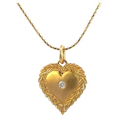 Na Hoku Heart Wreath Diamond Necklace 14k Yellow Gold