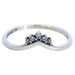 Pandora Tiara Wishbone Cubic Zirconia White Gold Plated Sterling Silver Ring